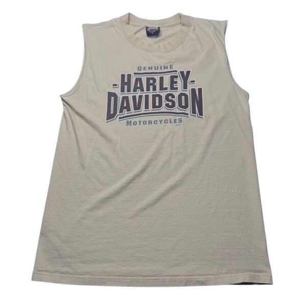 Vintage Harley Davidson Tan Tank Top Men’s L Terre Haute IN Biker Moto Y2K 2006 - Picture 1 of 11
